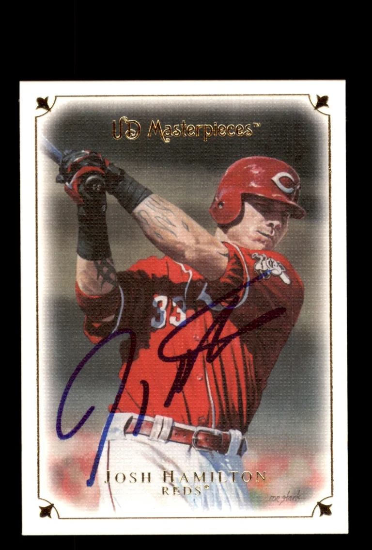 Signed Baseball Card Auto Josh Hamilton 2007 Upper Deck Masterpieces #41 Reds