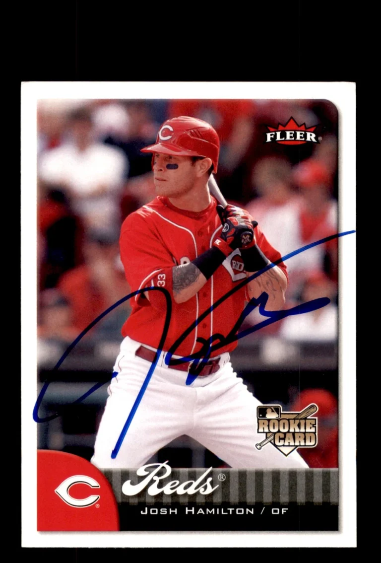 Signed Baseball Card Auto Josh Hamilton 2007 Fleer #409 Cincinnati Reds