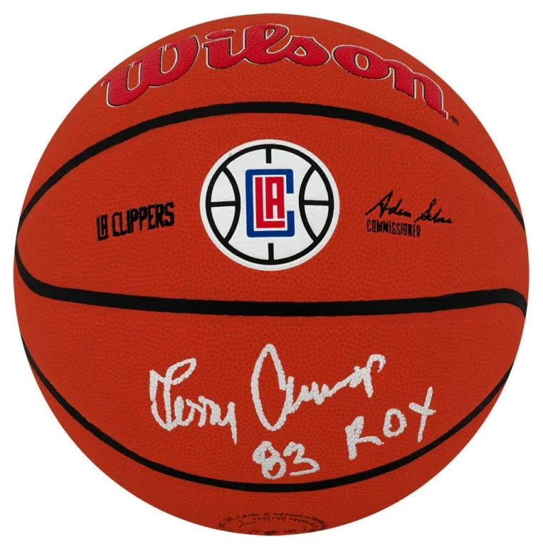 Terry Cummings Signed Clippers Logo Wilson NBA Basketball w/83 ROY -SCHWARTZ COA