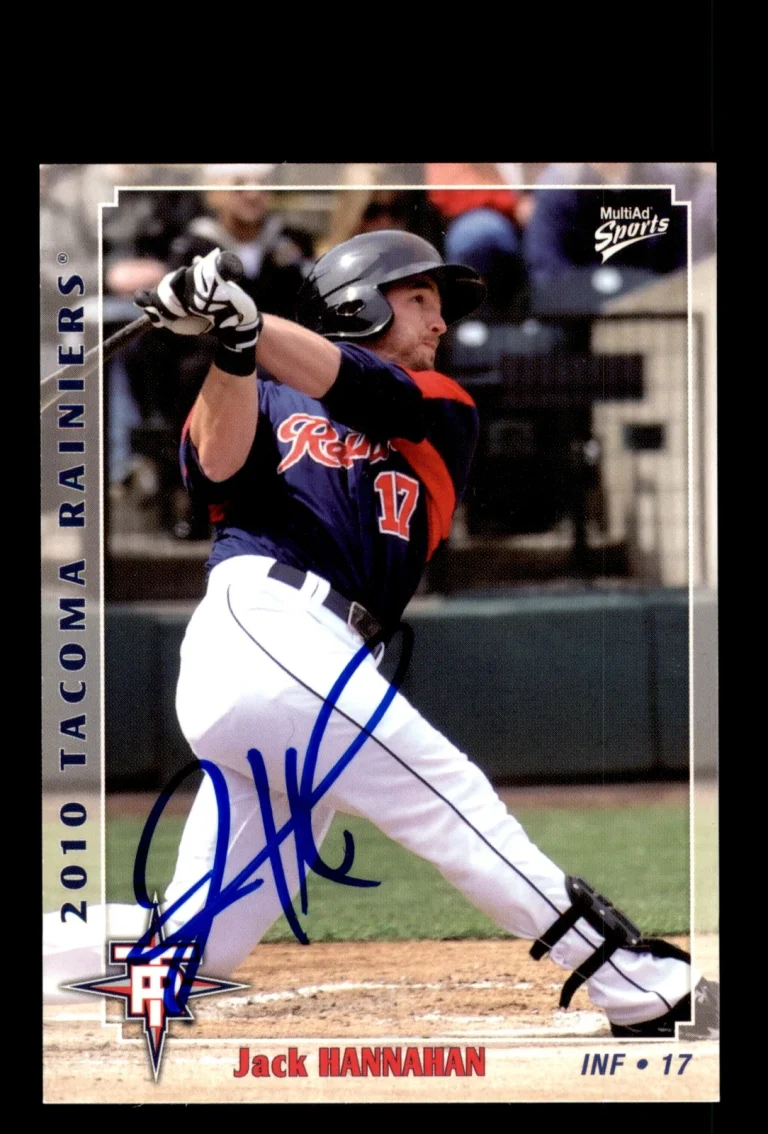 Signed Baseball Card Auto Jack Hannahan 2010 MultiAd Tacoma Rainiers