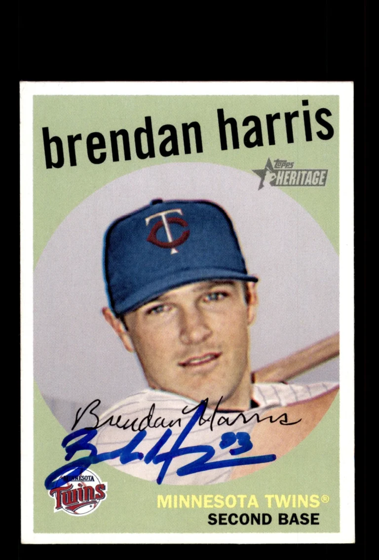 Signed Baseball Card Auto Brendan Harris 2008 Topps Heritage #61 Minnesota Twins