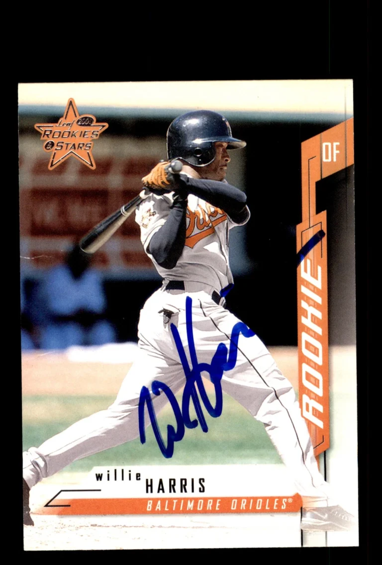 Signed Baseball Card Auto Willie Harris 2001 Leaf Rookies & Stars #191 Orioles
