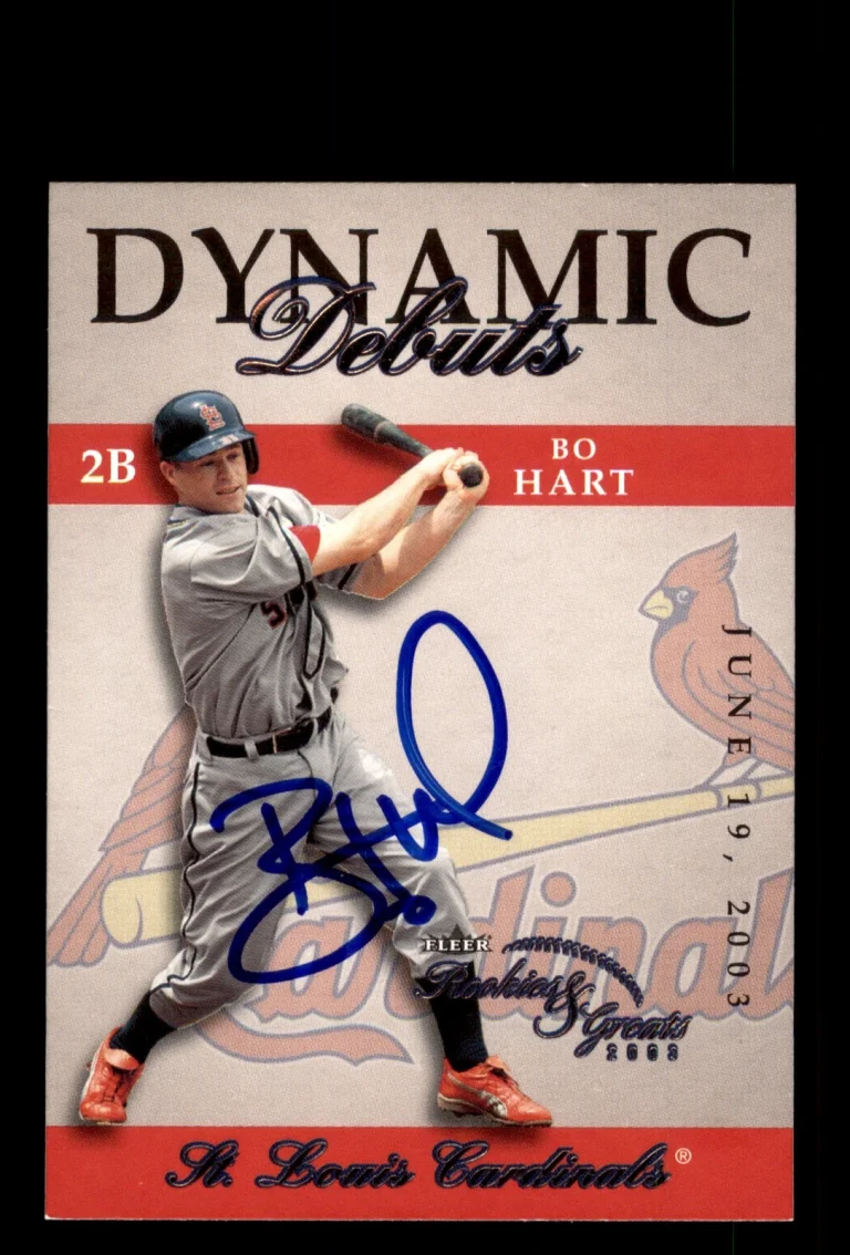 Signed Baseball Card Auto Bo Hart 2003 Fleer Rookies & Greats #4DD Cardinals