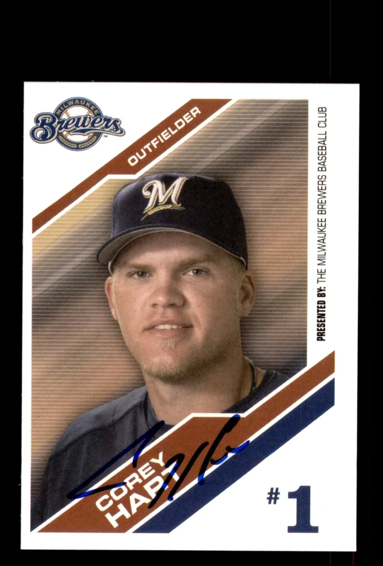 Signed Baseball Card Auto Corey Hart 2006 Milwaukee Brewers Police