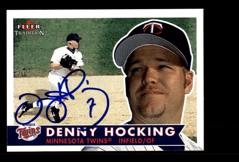 Signed Baseball Card Auto Denny Hocking 2001 Fleer Tradition #109 Twins