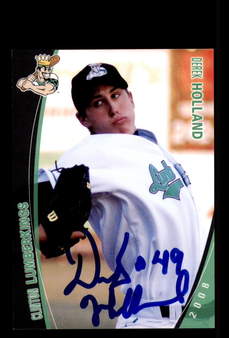 Signed Baseball Card Auto Derek Holland 2008 Grandstand Clinton LumberKings