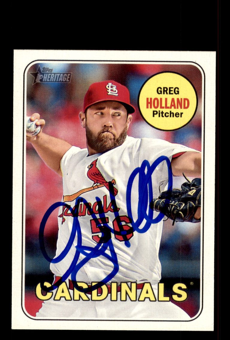 Signed Baseball Card Auto Greg Holland 2018 Topps Heritage #569 Cardinals