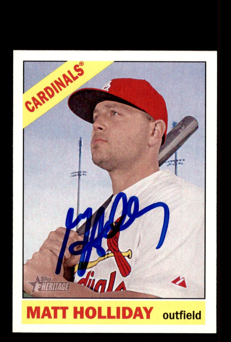 Signed Baseball Card Auto Matt Holliday 2015 Topps Heritage #60 Cardinals