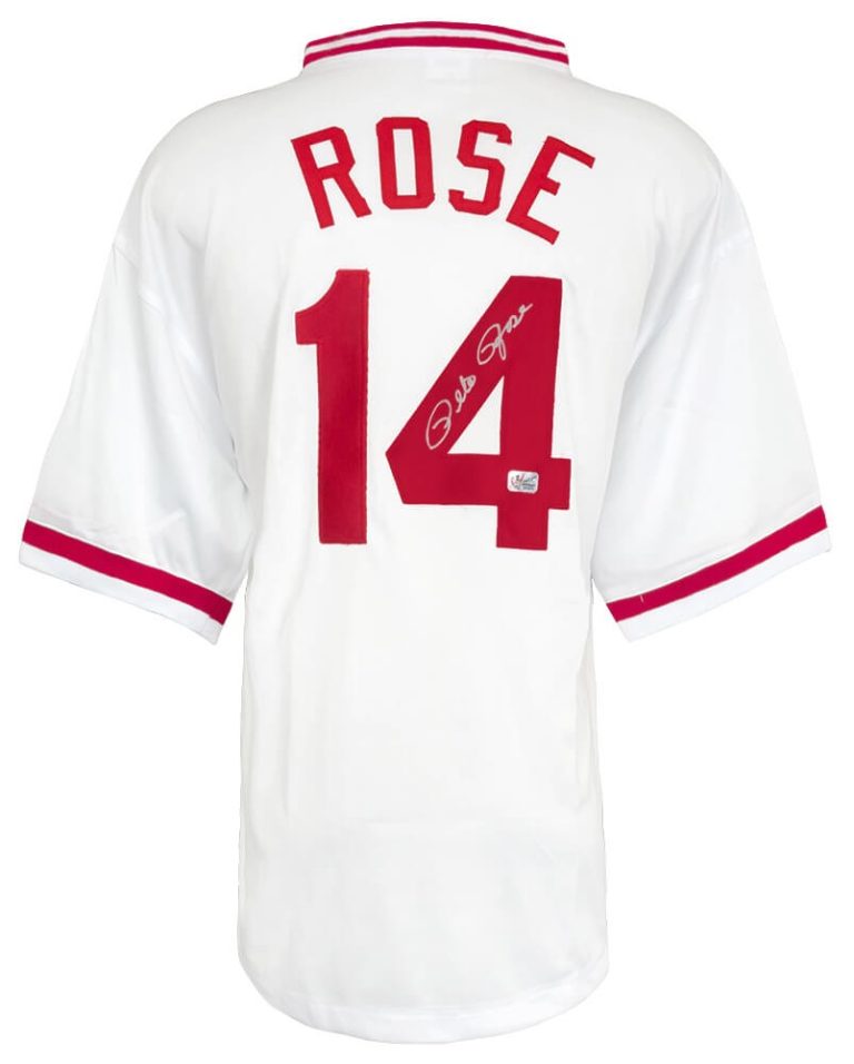 Pete Rose Signed White Throwback 'Hit King' Custom Baseball Jersey - (ROSE HOLO)
