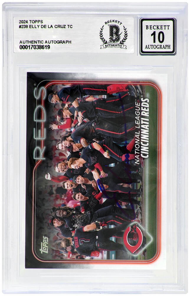 Elly De La Cruz Signed Reds 2024 Topps Rookie Card #238 -(Beckett / Auto 10)