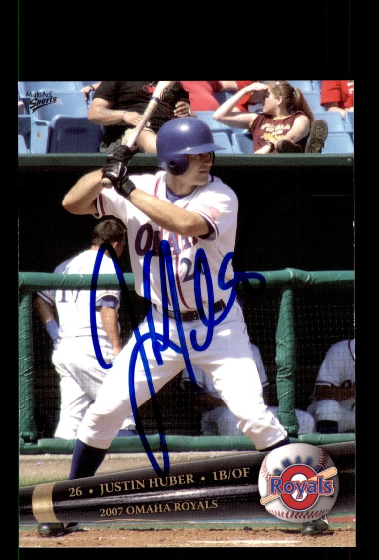 Signed Baseball Card Auto Justin Huber 2007 MultiAd Omaha Royals