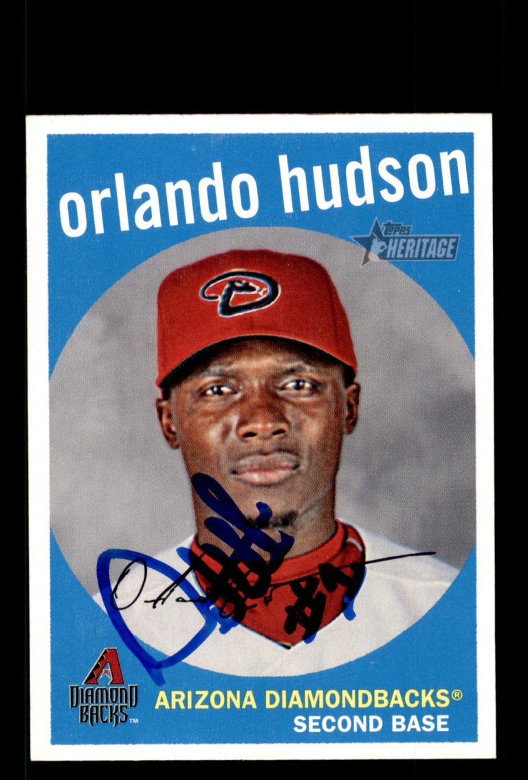 Signed Baseball Card Auto Orlando Hudson 2008 Topps Heritage #219