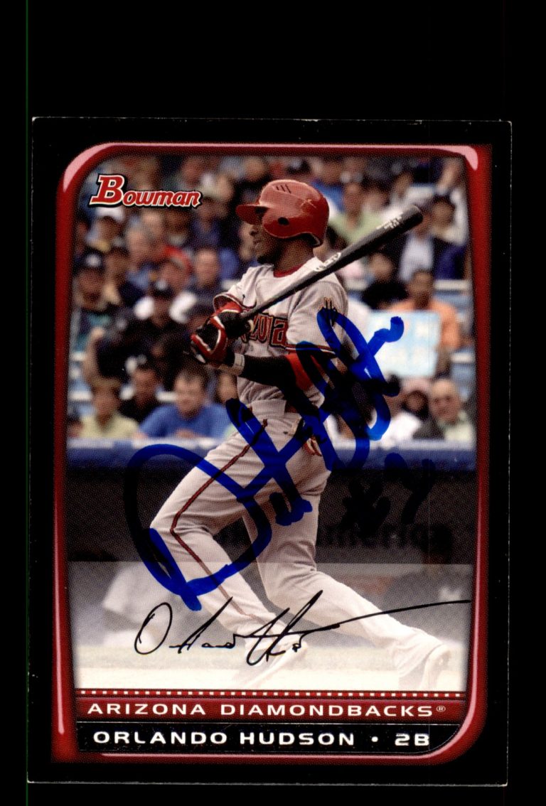 Signed Baseball Card Auto Orlando Hudson 2008 Bowman #144 Arizona Diamondbacks