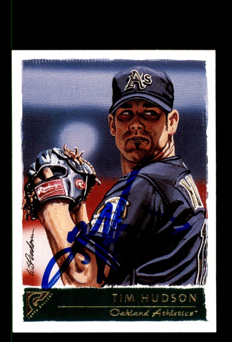 Signed Baseball Card Auto Tim Hudson 2001 Topps Gallery #52 Oakland Athletics