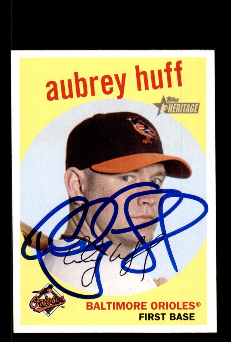 Signed Baseball Card Auto Aubrey Huff 2008 Topps Heritage #406 Baltimore Orioles