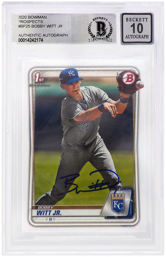 Bobby Witt Jr. Signed Royals 2020 1st Bowman RC Card #BP-25 -(Beckett / Auto 10)