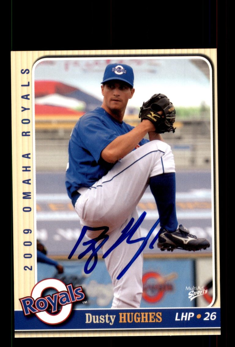 Signed Baseball Card Auto Dusty Hughes 2009 MultiAd Omaha Royals