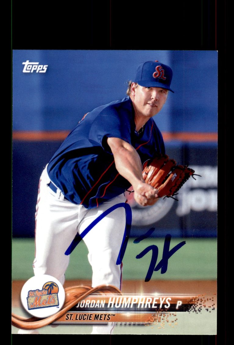 Signed Baseball Card Auto Jordan Humphreys 2018 Topps Pro Debut #5 Mets