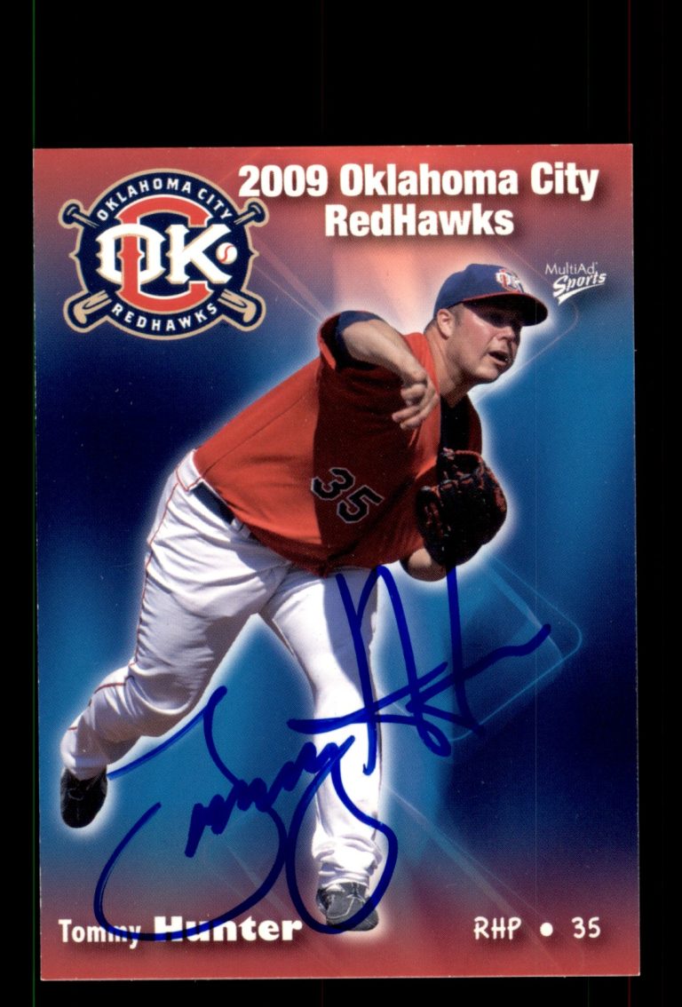 Signed Baseball Card Auto Tommy Hunter 2009 MultiAd Oklahoma City RedHawks