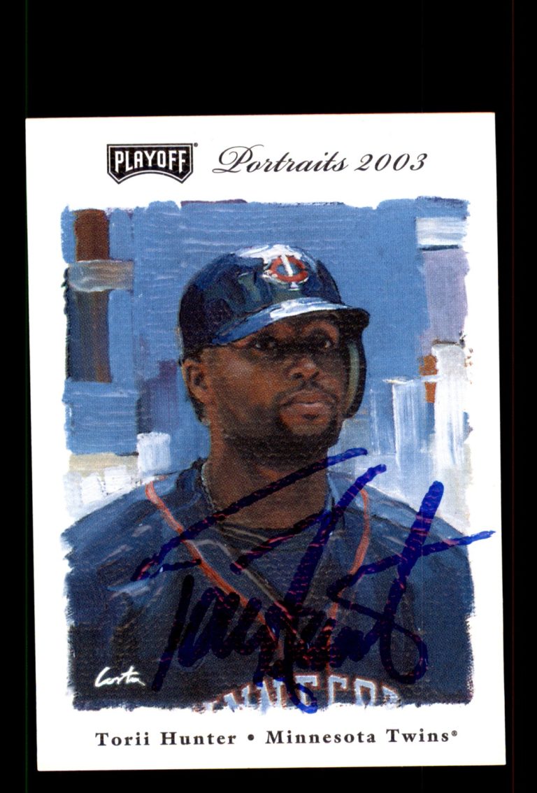 Signed Baseball Card Auto Torii Hunter 2003 Playoff Portraits #19 Twins