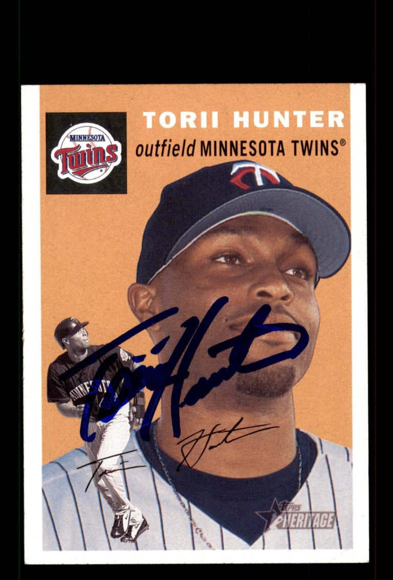 Signed Baseball Card Auto Torii Hunter 2003 Topps Heritage #339 Minnesota Twins