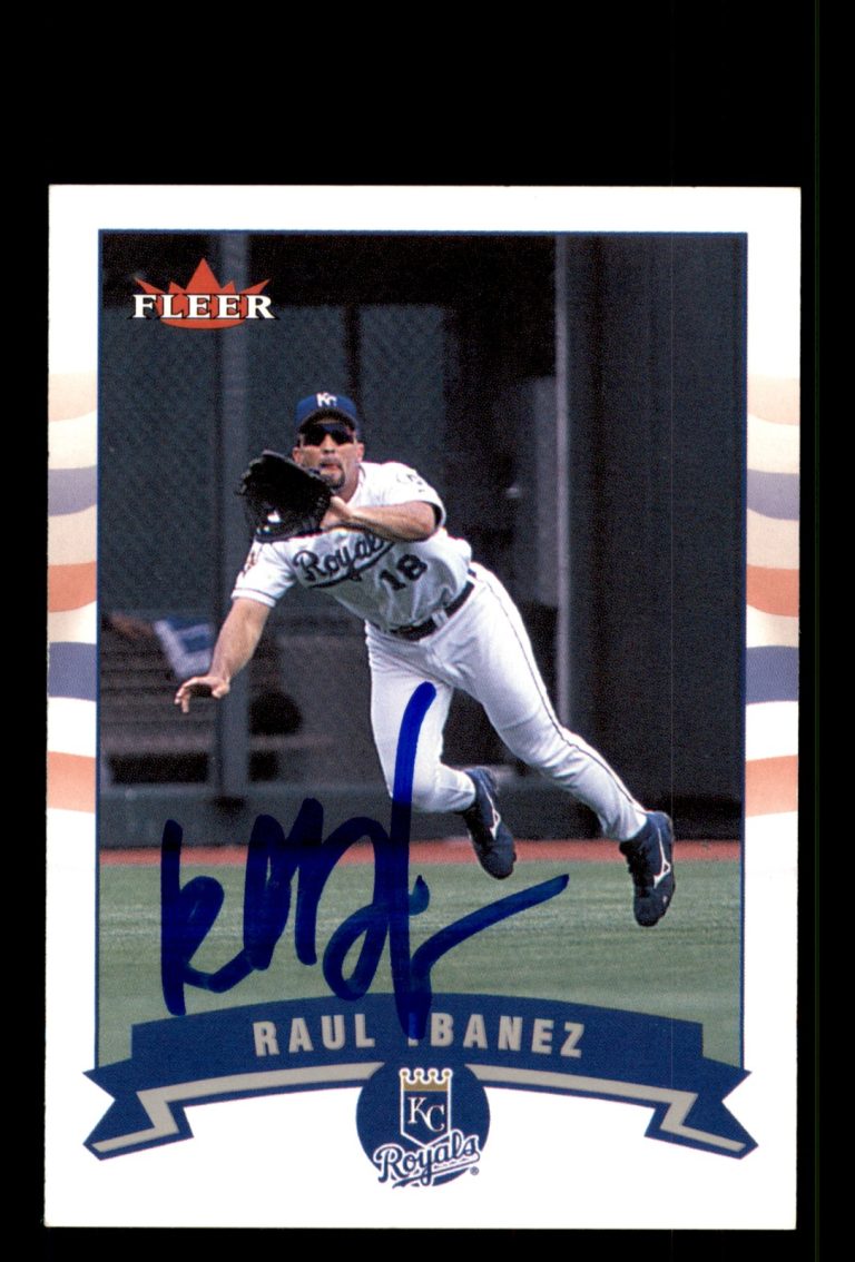 Signed Baseball Card Auto Raul Ibanez 2002 Fleer #144 Kansas City Royals