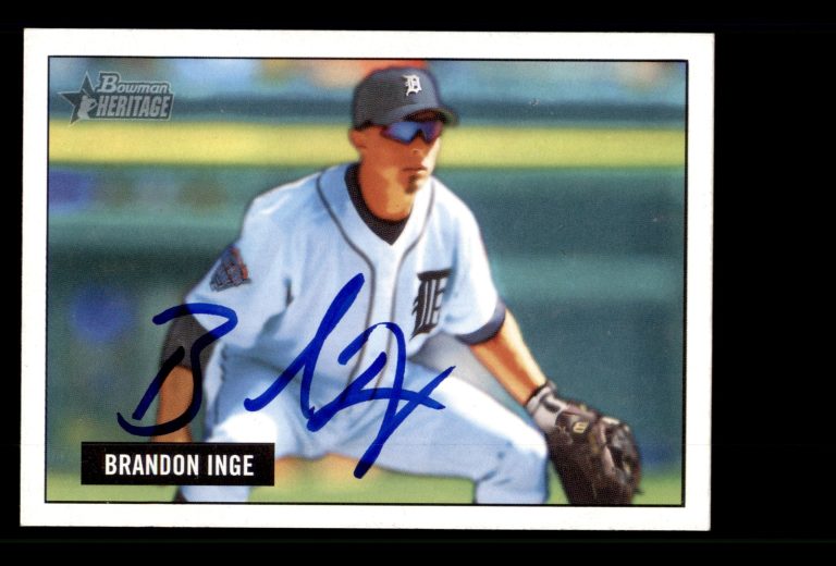 Signed Baseball Card Auto Brandon Inge 2005 Bowman Heritage #46 Detroit Tigers