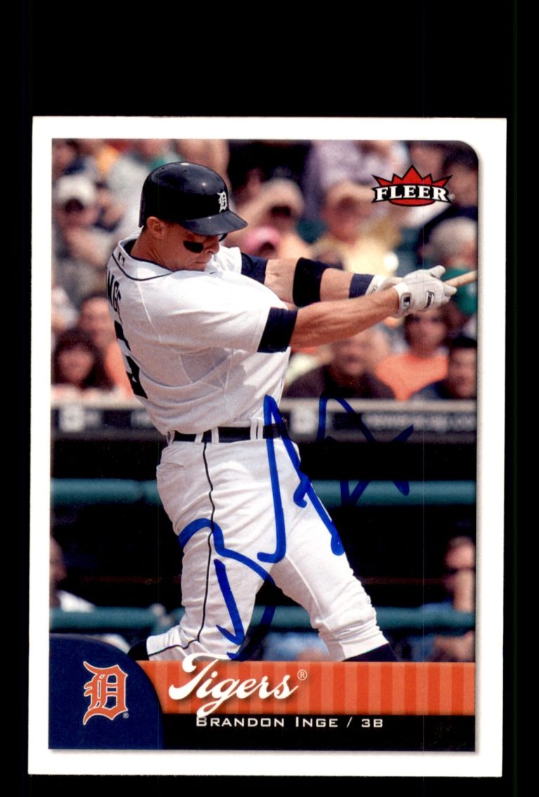 Signed Baseball Card Auto Brandon Inge 2007 Fleer #221b Detroit Tigers