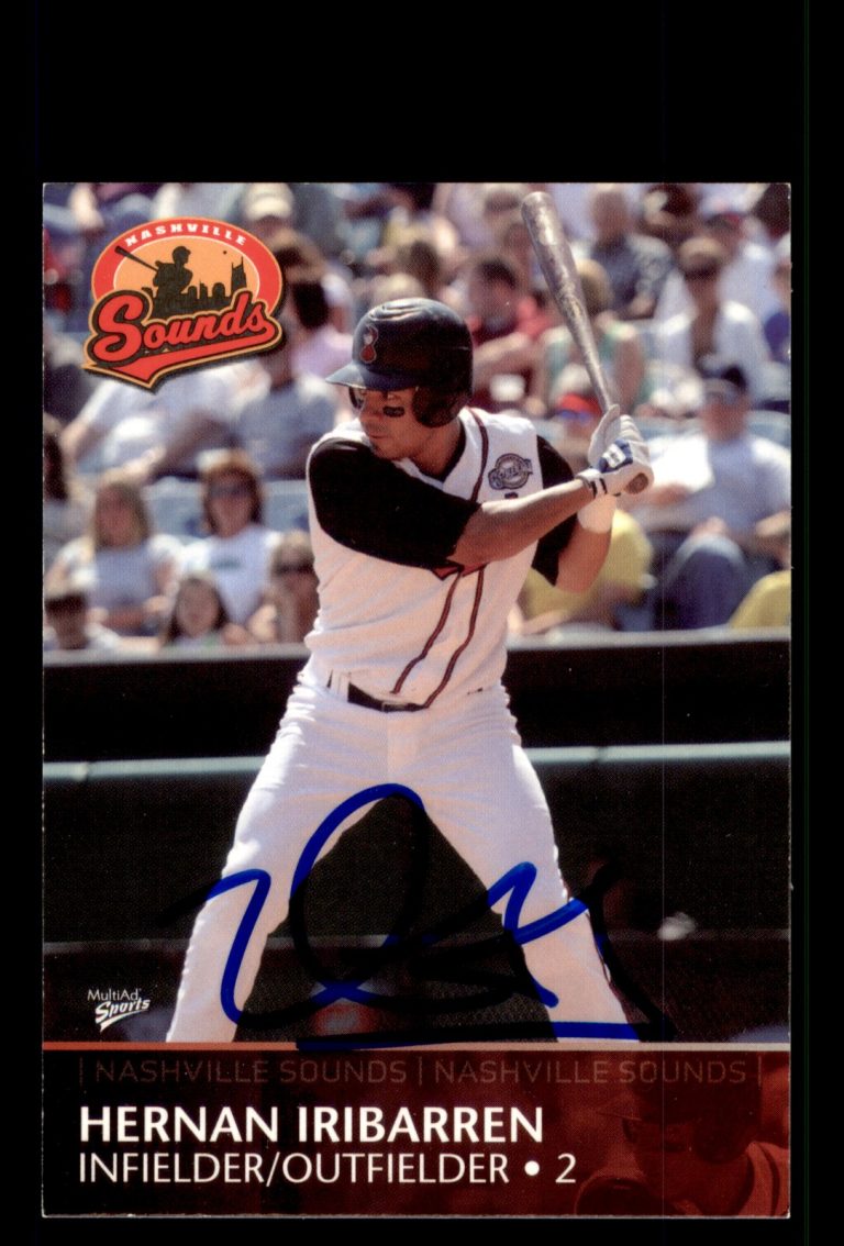 Signed Baseball Card Auto Hernan Iribarren 2008 MultiAd Nashville Sounds