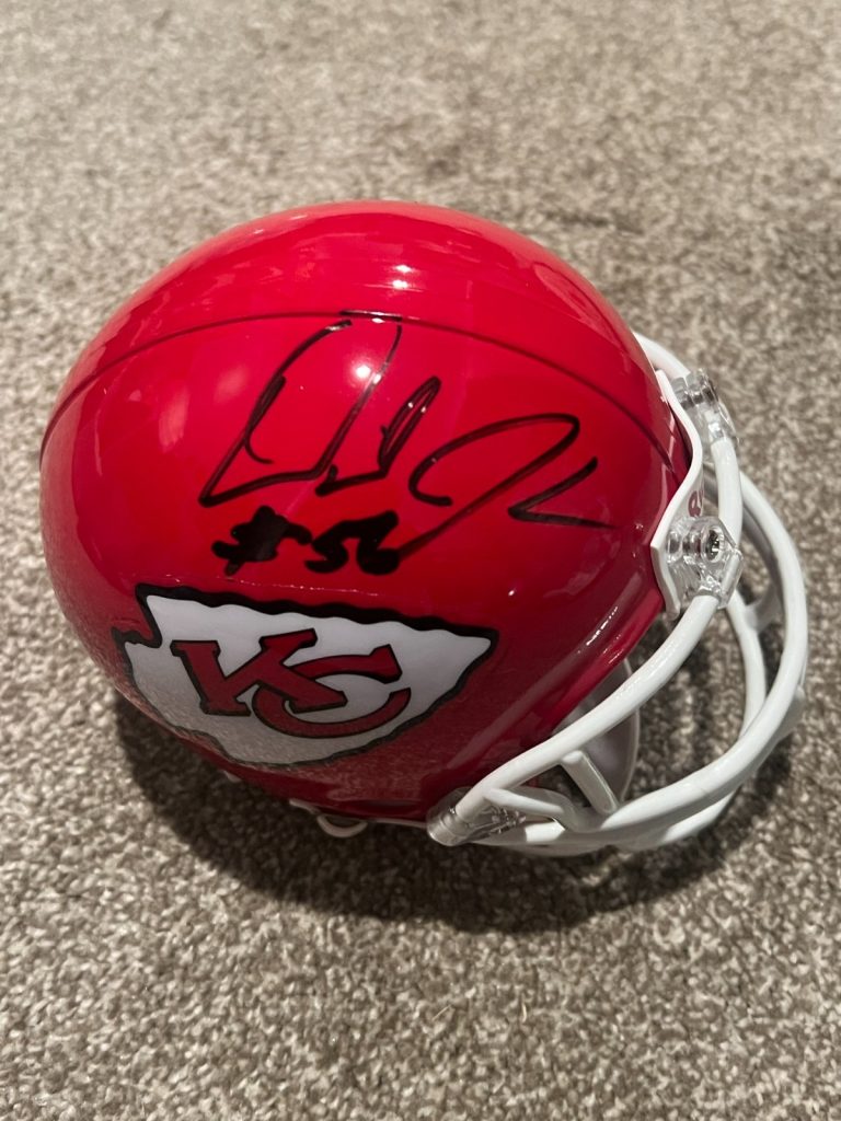 DERRICK JOHNSON SIGNED FOOTBALL MINI HELMET KANSAS CITY CHIEFS AUTO TRISTAR CERT