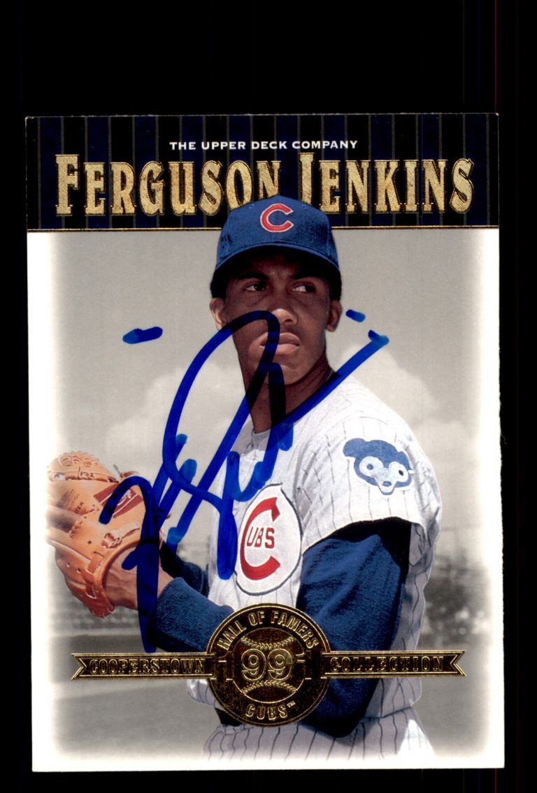 Signed Baseball Card Auto Ferguson Jenkins 2001 Upper Deck Hall of Famers #13