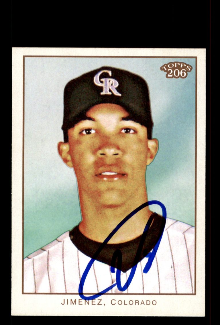 Signed Baseball Card Auto Ubaldo Jimenez 2009 Topps 206 #89 Colorado Rockies