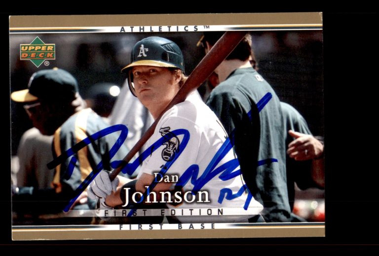 Signed Baseball Card Auto Dan Johnson 2007 Upper Deck First Edition #128 A's