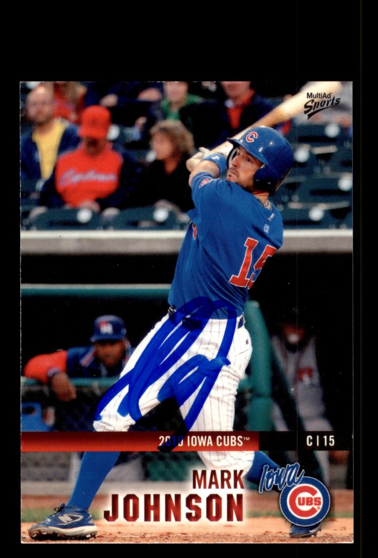 Signed Baseball Card Auto Mark Johnson 2010 MultiAd Iowa Cubs #7 Iowa Cubs