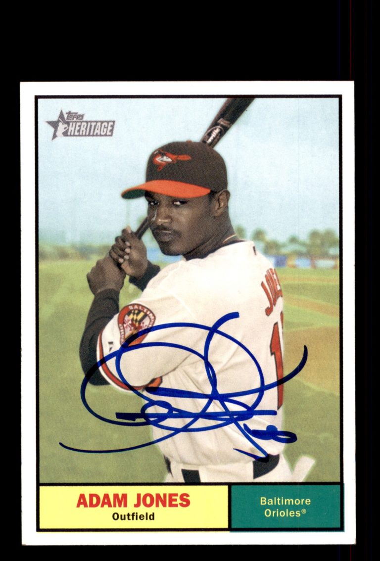 Signed Baseball Card Auto Adam Jones 2010 Topps Heritage #182 Baltimore Orioles