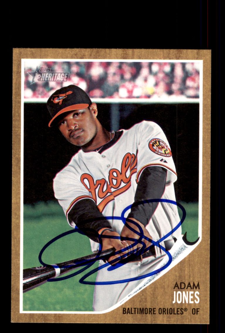 Signed Baseball Card Auto Adam Jones 2011 Topps Heritage #165 Baltimore Orioles