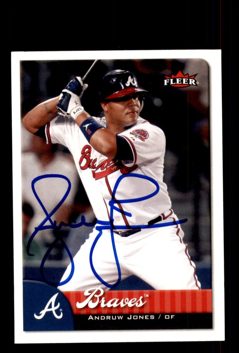 Signed Baseball Card Auto Andruw Jones 2007 Fleer #299 Atlanta Braves