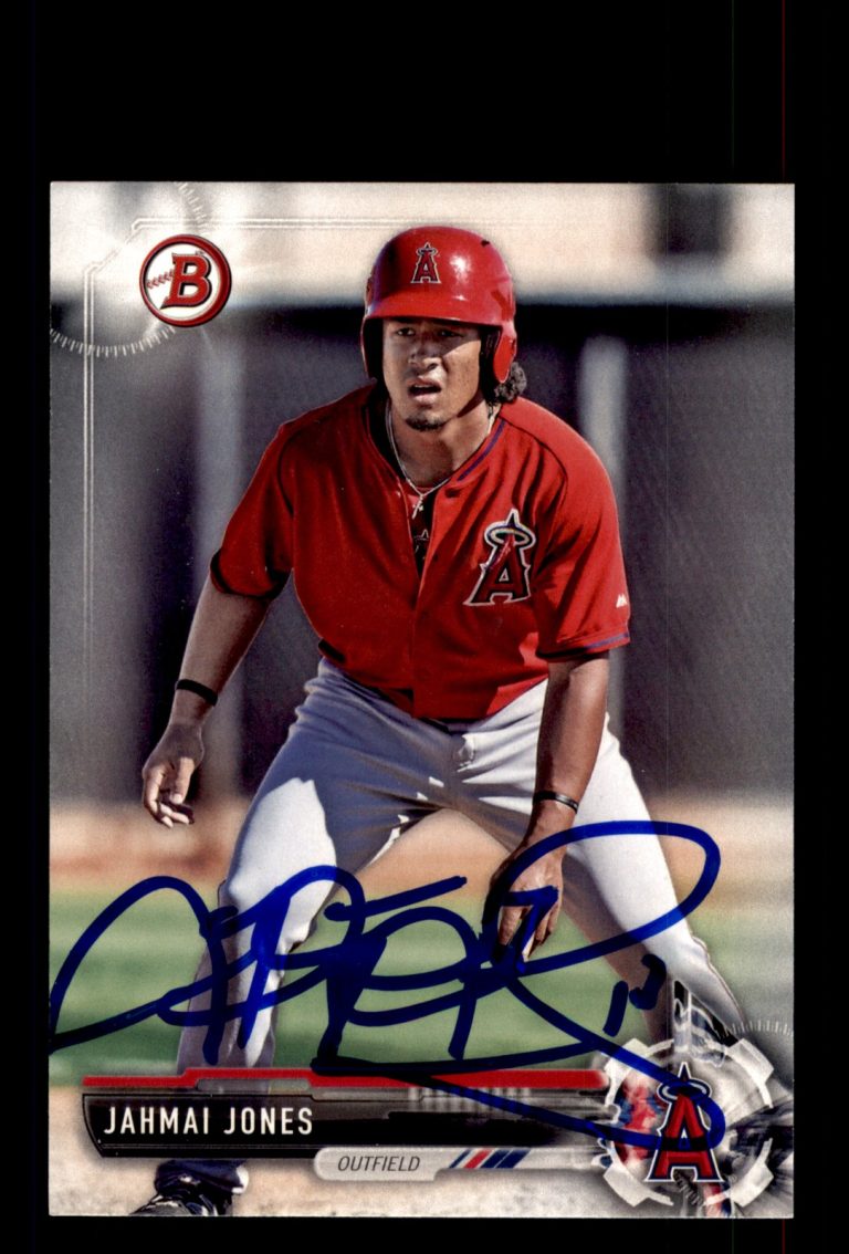 Signed Baseball Card Auto Jahmai Jones 2017 Bowman Draft #BD-61 Angels