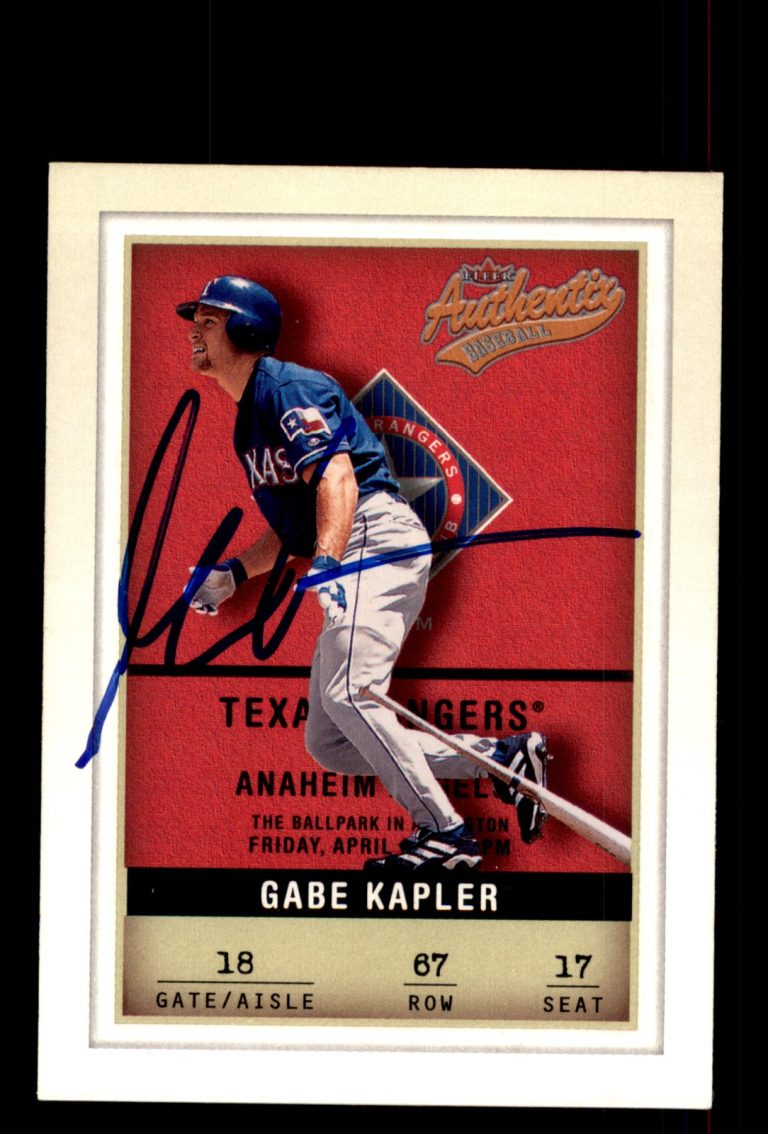 Signed Baseball Card Auto Gabe Kapler 2002 Fleer Authentix #67 Texas Rangers