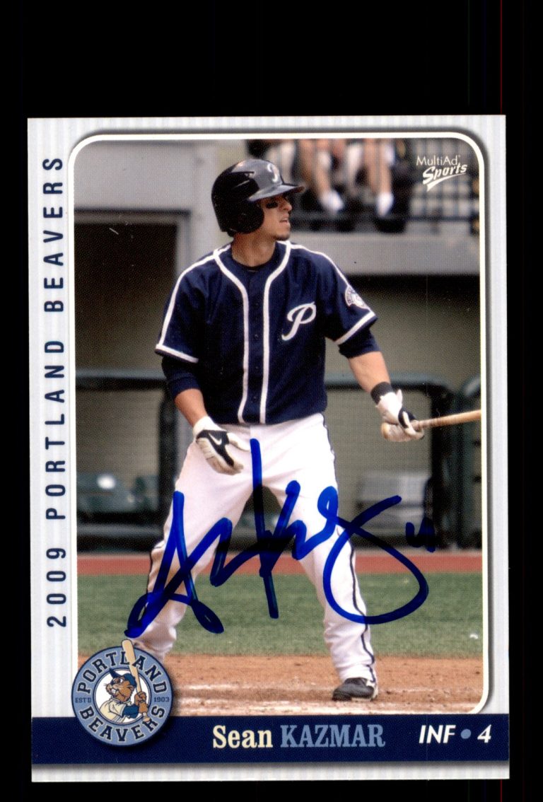 Signed Baseball Card Auto Sean Kazmar 2009 MultiAd Portland Beavers