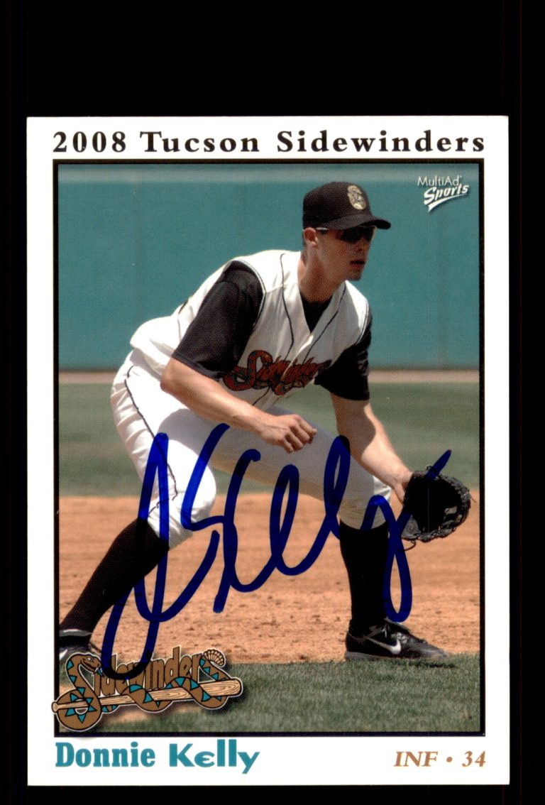 Signed Baseball Card Auto Donnie Kelly 2008 MultiAd Tucson Sidewinders