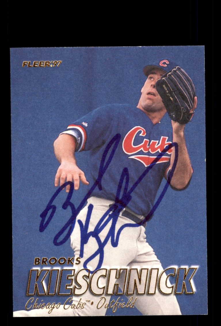 Signed Baseball Card Auto Brooks Kieschnick 1997 Fleer #279 Chicago Cubs