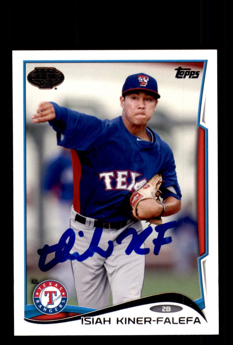 Signed Baseball Card Auto Isiah Kiner-Falefa 2014 Topps Pro Debut #203