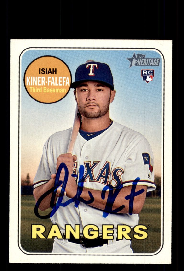 Signed Baseball Card Auto Isiah Kiner-Falefa 2018 Topps Heritage #674 Rangers