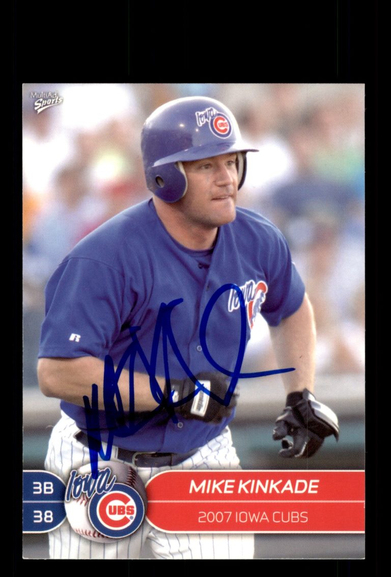 Signed Baseball Card Auto Mike Kinkade 2007 MultiAd Iowa Cubs