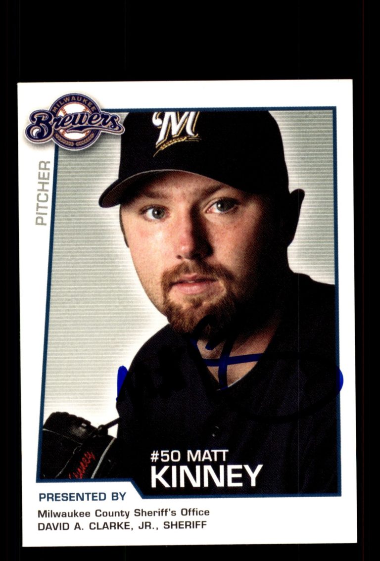 Signed Baseball Card Auto Matt Kinney 2004 Milwaukee Brewers Police