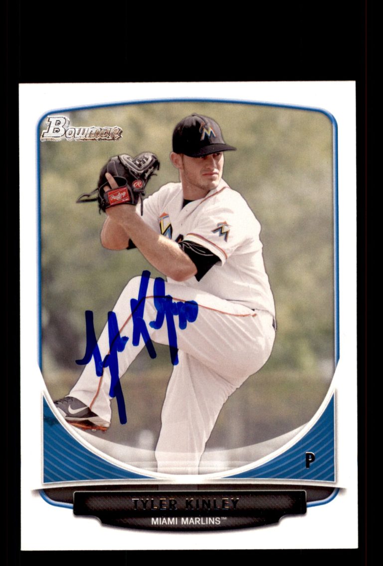 Signed Baseball Card Auto Tyler Kinley 2013 Bowman Draft #BDPP88 Miami Marlins