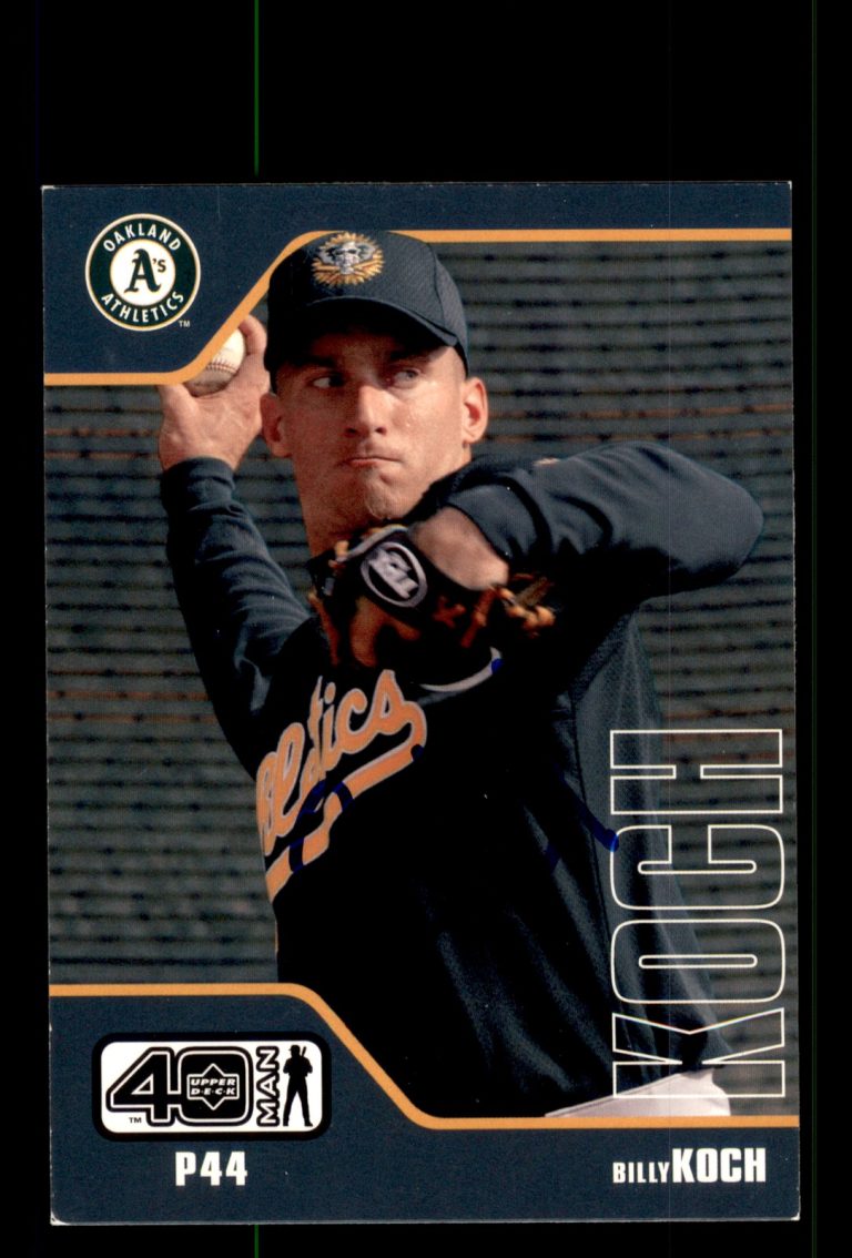 Signed Baseball Card Auto Billy Koch 2002 Upper Deck 40-Man #48 A's