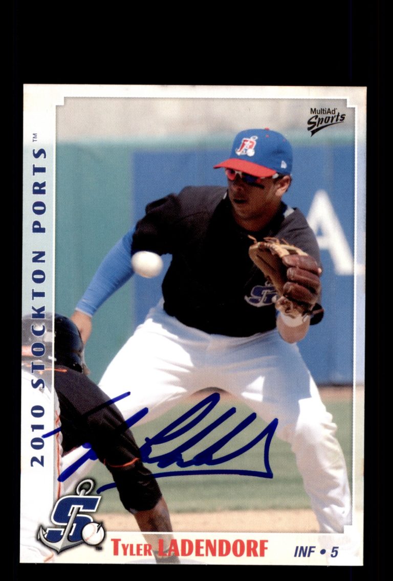 Signed Baseball Card Auto Tyler Ladendorf 2010 MultiAd Stockton Ports