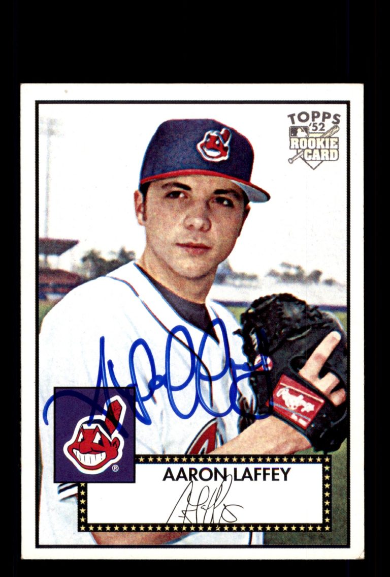 Signed Baseball Card Auto Aaron Laffey 2007 Topps Rookie 52 #176 Indians